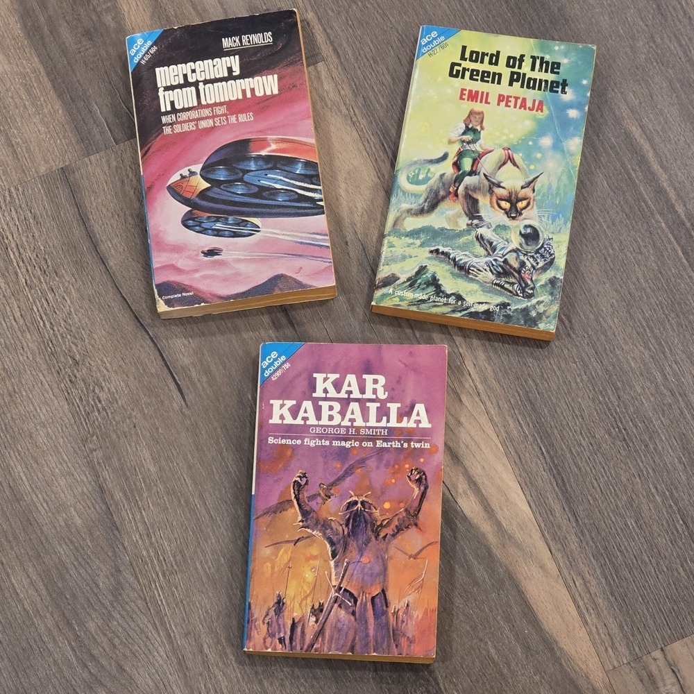 3 Ace Double Story Vintage Science Fiction Paperback Book Lot Aliens‎ Space Wars